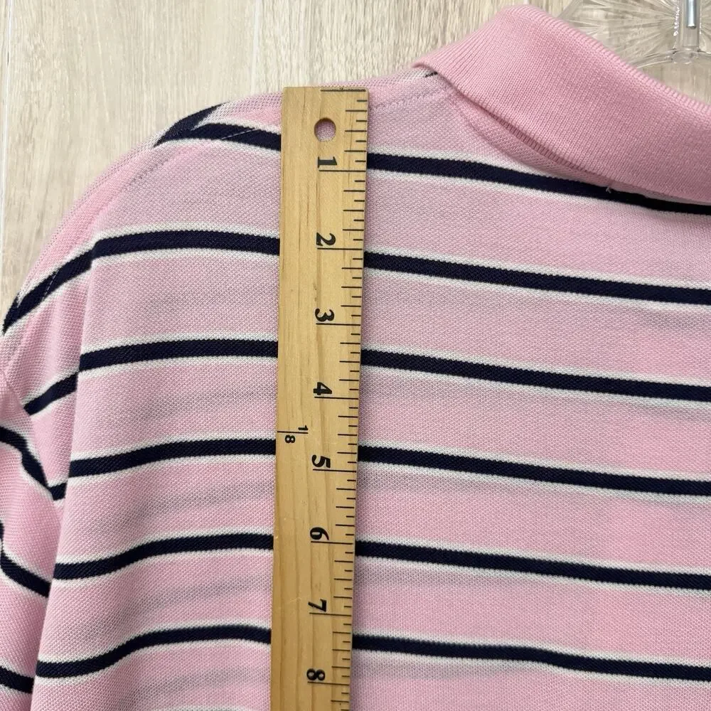 Polo Ralph Lauren Shirt Mens XL Pink With Blue/White Stripes Short Sleeve Pima
